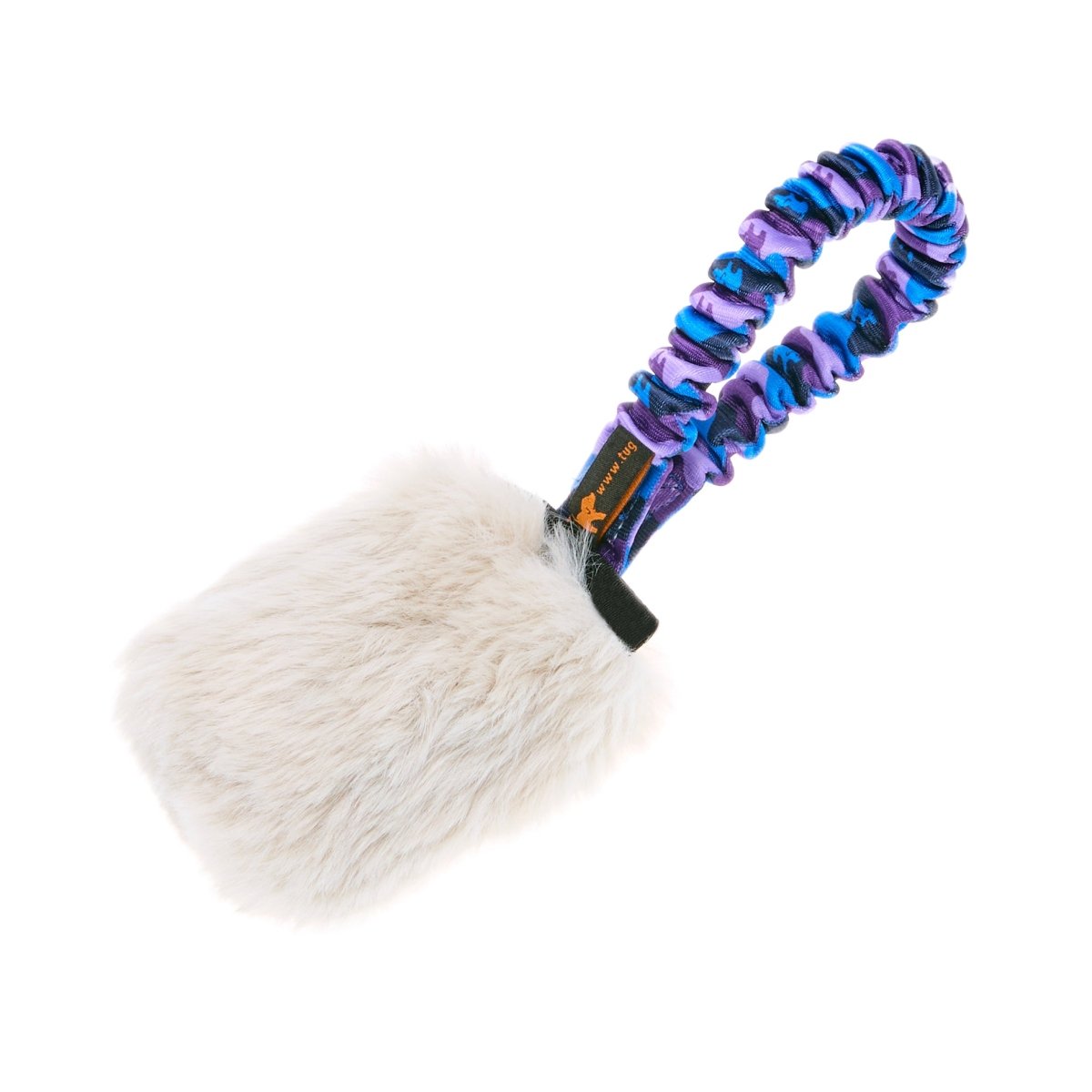Faux Fur Pocket Bungee Squeaker - Purple Pattern - Tug-E-Nuff