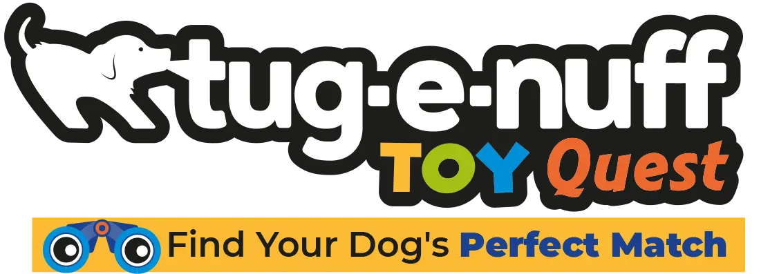 Tug-E-Nuff Toy Quest Logo - Find your Dog's Perfect Match Text.