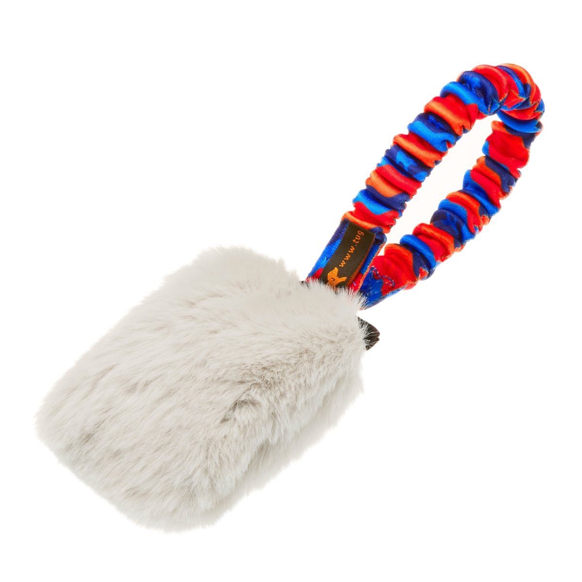 Faux Fur Pocket Bungee Squeaker - Orange Pattern - Tug-E-Nuff