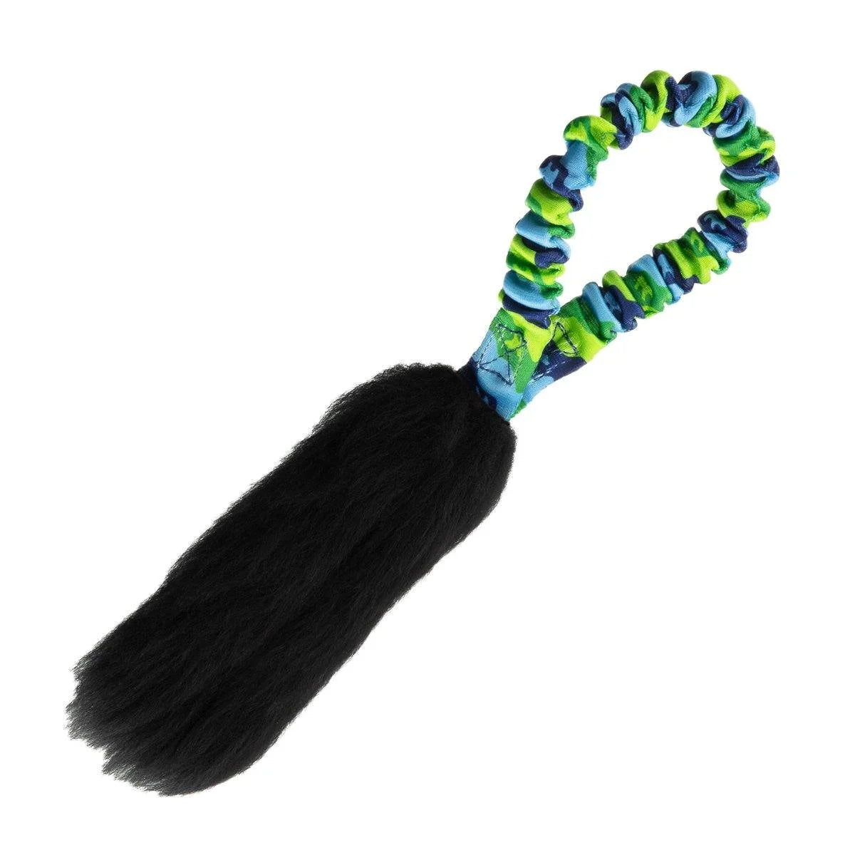 Green‑handled Pocket Magnet featuring a big fluffy sheepskin bite area and shock‑absorbing bungee handle, perfect for on‑the‑spot focus, recall training, and scent‑driven engagement