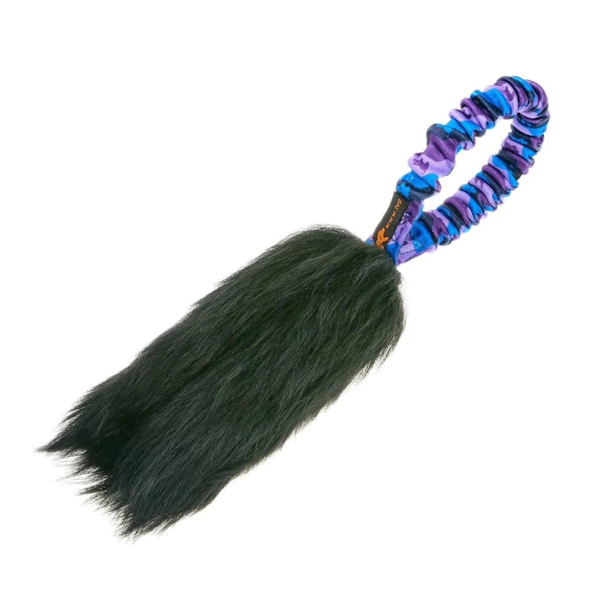 Purple‑handled Pocket Magnet sheepskin tug toy with a soft, naturally scented bite zone and pocket‑friendly bungee handle designed to win attention from play‑shy or scent‑mad dogs