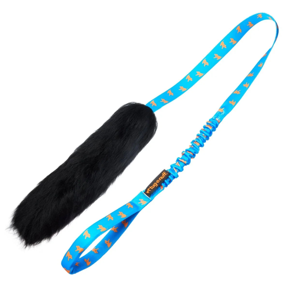 Royal blue‑handled Sheepskin Bungee Chaser dog toy designed for recall training and purposeful play, with a soft, scented sheepskin bite zone and long bungee handle that creates irresistible movement