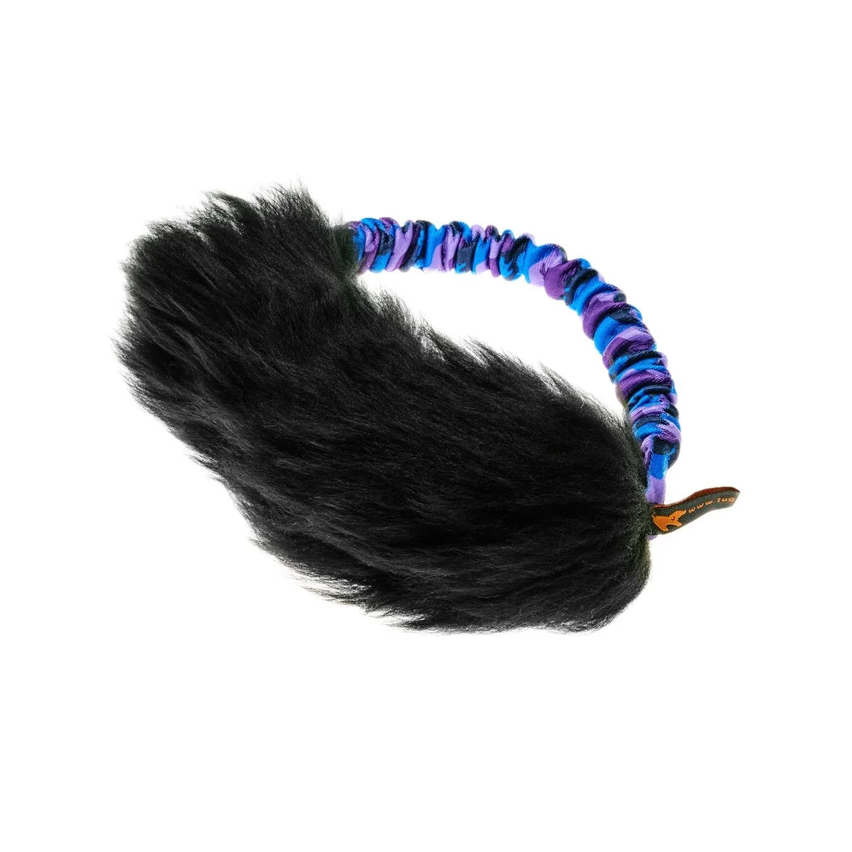 Purple‑handled Sheepskin Bungee Ring dog toy designed for focused, full‑power tug sessions, with an oversized sheepskin bite area that’s irresistible to grab, shake, and hold